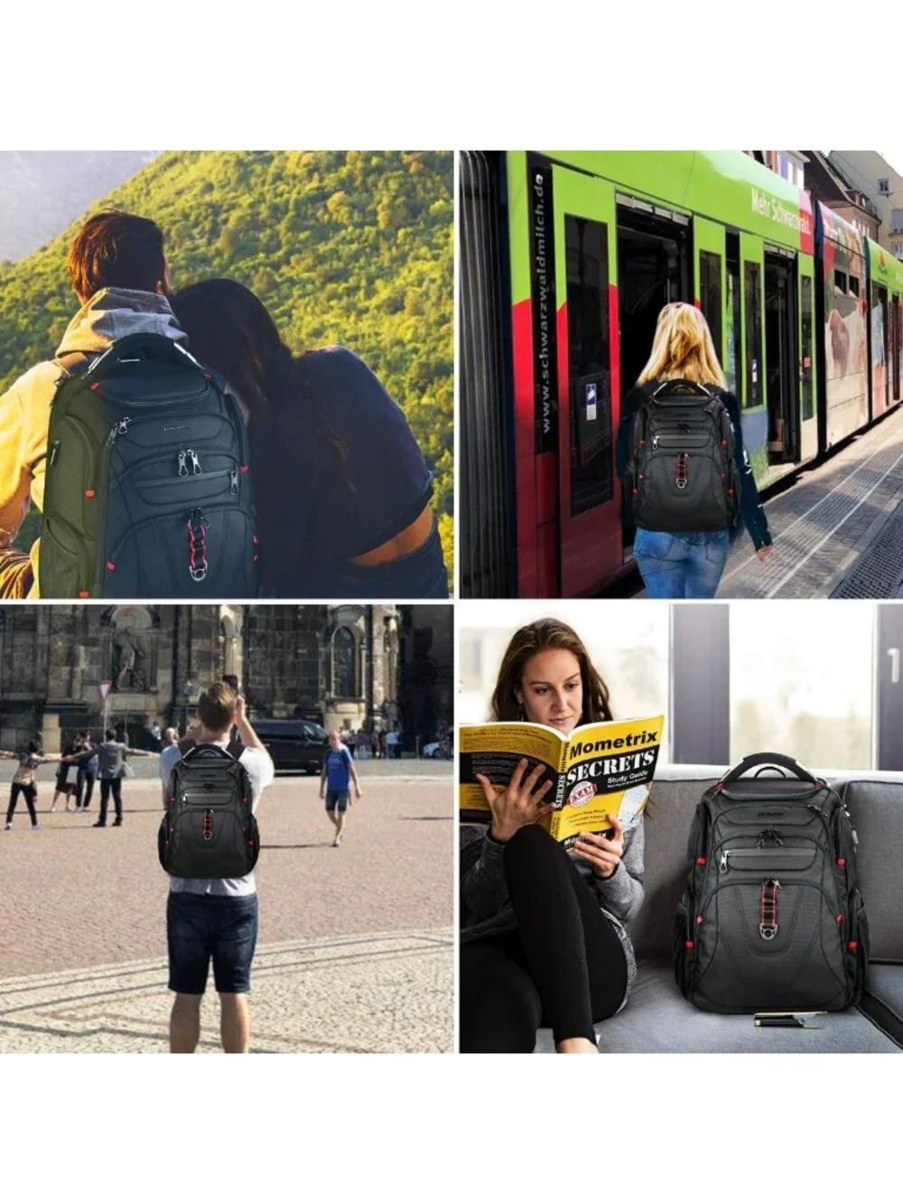 Water-Repellent Travel Laptop Backpack 17.3” with RFID & USB Port - XL College